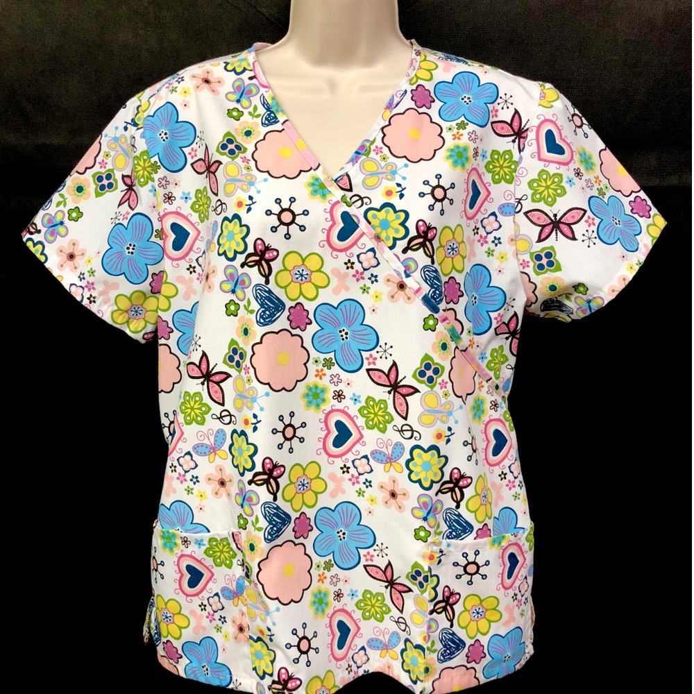 DENICE Scrubs Shirt Dental Medical Nurse Tie Back